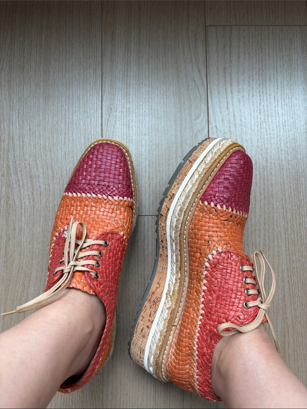 Prada Lace-up shoes multicolored in woven leather